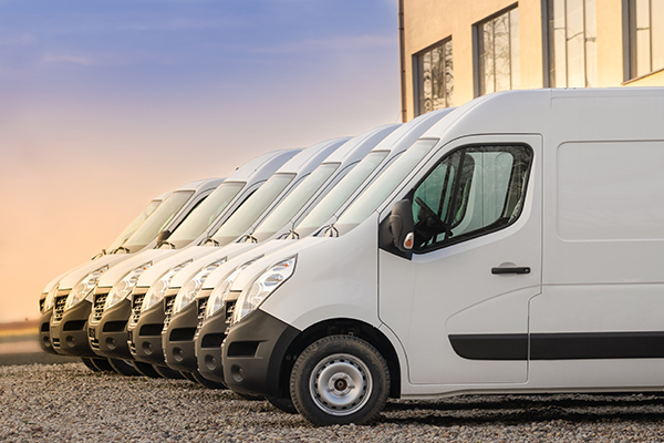 A row of commercial vans